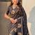 Black ethnic motifs zari silk blend heavy work saree