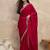 Red women sequinned border satin saree