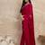 Red women sequinned border satin saree