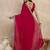 Red women sequinned border satin saree