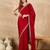 Red embroidered satin saree