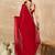 Red embroidered satin saree