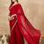 Red embroidered satin saree