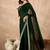 Green embroidered satin saree