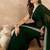 Green embroidered satin saree
