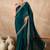 Teal embroidered satin saree