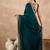 Teal embroidered satin saree