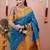 Blue woven design zari silk blend banarasi saree