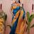 Blue woven design zari silk blend banarasi saree