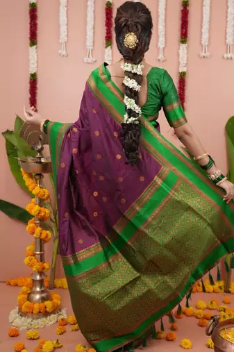 Purple woven design zari silk blend banarasi saree