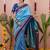 Blue woven design zari silk blend banarasi saree