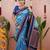 Blue woven design zari silk blend banarasi saree