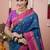 Blue ethnic motifs zari silk blend banarasi saree