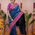 Blue ethnic motifs zari silk blend banarasi saree