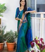 Blue woven design zari kanjeevaram saree