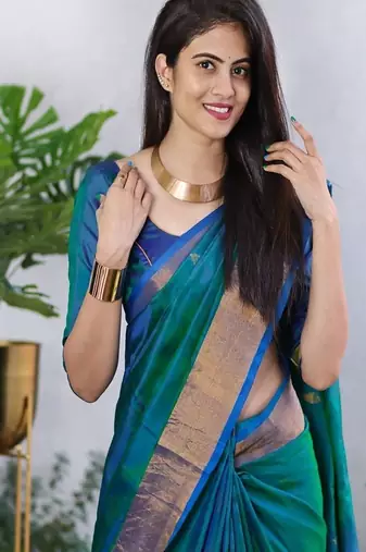 Blue woven design zari kanjeevaram saree