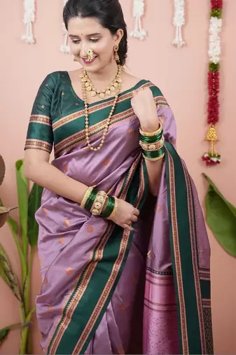 Purple woven design zari silk blend banarasi saree