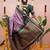 Purple woven design zari silk blend banarasi saree