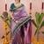Purple woven design zari silk blend banarasi saree