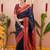 Navy blue ethnic motifs zari silk blend banarasi saree