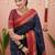 Navy blue ethnic motifs zari silk blend banarasi saree