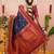 Navy blue ethnic motifs zari silk blend banarasi saree