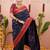 Navy blue ethnic motifs zari silk blend banarasi saree