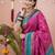 Pink ethnic motifs zari silk blend banarasi saree