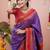 Purple woven design zari silk blend banarasi saree