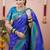 Blue ethnic motifs zari silk blend banarasi saree