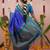 Blue ethnic motifs zari silk blend banarasi saree