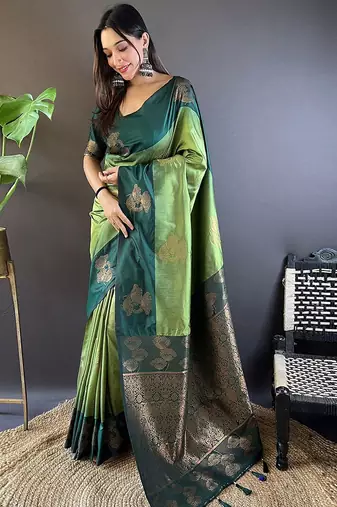 Green woven design zari kanjeevaram saree