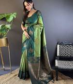 Green woven design zari kanjeevaram saree