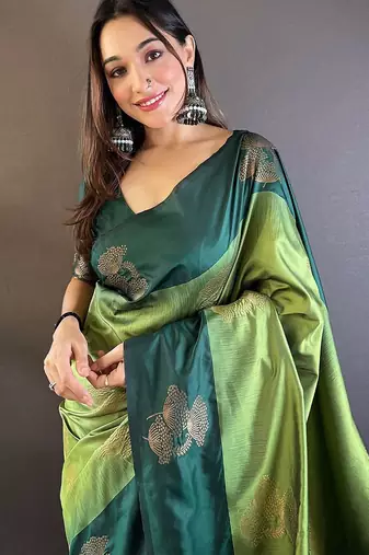 Green woven design zari kanjeevaram saree