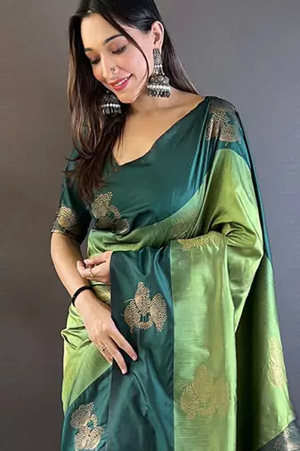 Green woven design zari kanjeevaram saree