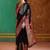 Black floral silk blend banarasi saree