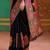 Black floral silk blend banarasi saree