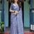 Purple floral zari  linen saree