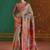Beige floral silk blend banarasi saree