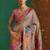 Beige floral silk blend banarasi saree