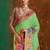Lime floral silk blend banarasi saree