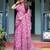 Pink floral zari  linen saree