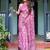 Pink floral zari  linen saree