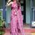 Pink floral zari  linen saree
