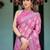 Pink floral zari  linen saree