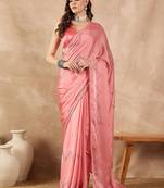 Pink embellished sequinned saree