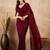 Maroon satin designer saree