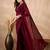 Maroon satin designer saree