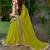 Lime ethnic motifs embroidered  georgette heavy work saree