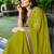 Lime ethnic motifs embroidered  georgette heavy work saree